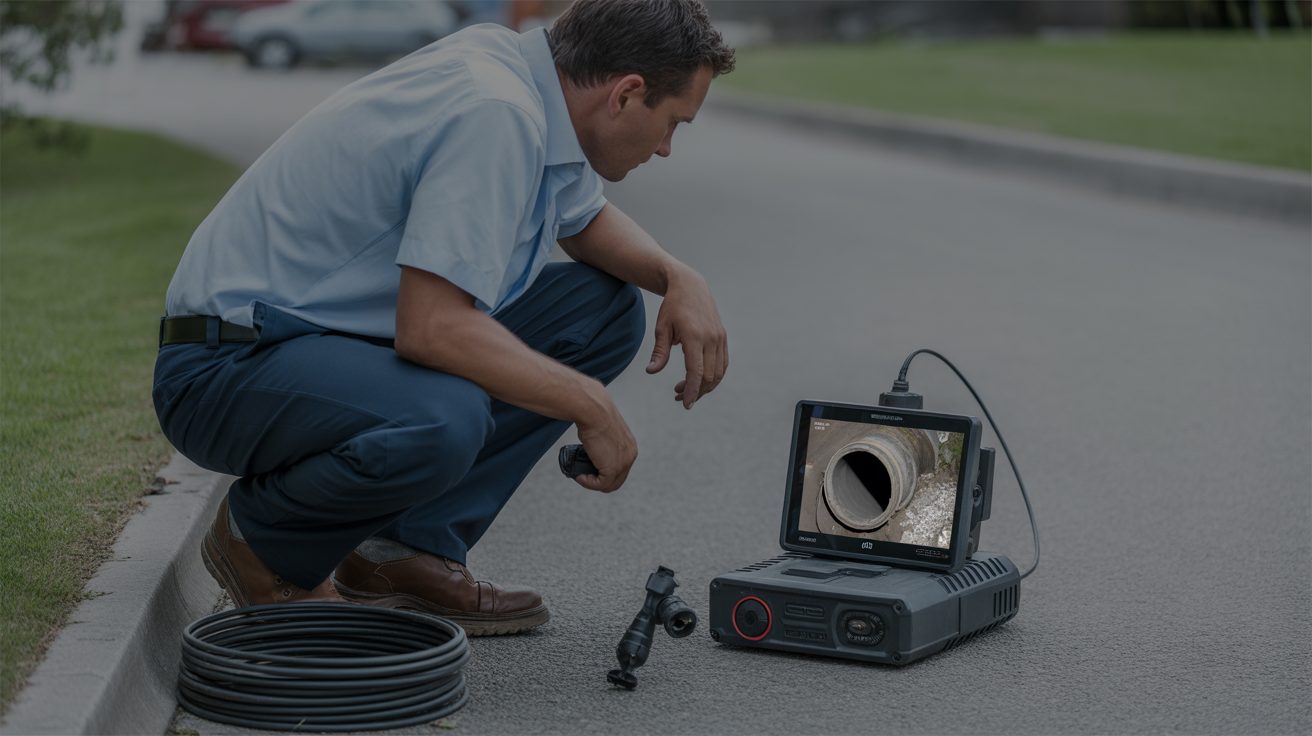 Technician documenting a camera inspection in Newcastle